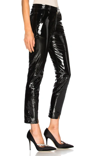 Shop Zeynep Arcay Patent Leather Pants With Ankle Slits In Black