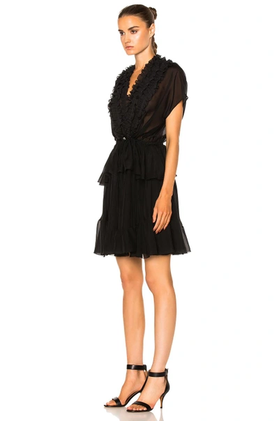 Shop Givenchy Ruffled Silk Dress In Black