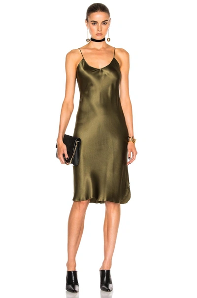 Shop Nili Lotan Midi Cami Dress In Olive