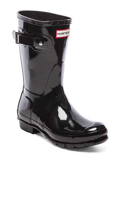 Hunter Original Short Gloss Rain Boots In Black