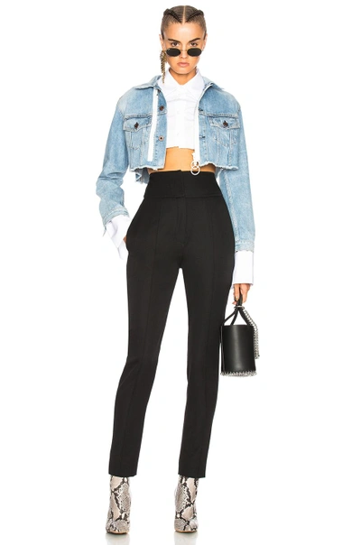 Shop Off-white Cropped Denim Jacket In Blue