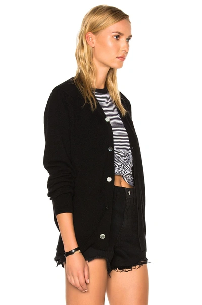 Shop Comme Des Garçons Play Wool Red Heart Emblem Cardigan In Black