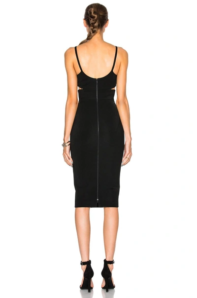 Shop Victoria Beckham Wool Gabardine Rib Cut Out Fitted Dress In Black