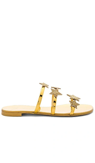 Shop Giuseppe Zanotti Nuvoroll Star Sandal In Metallic Gold