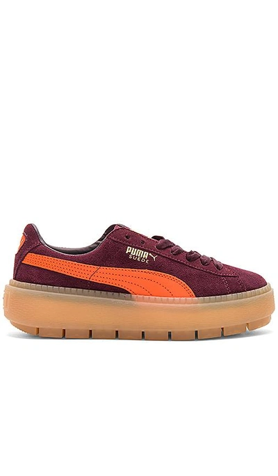 Shop Puma Suede Platform Trace Block Sneaker In Wine