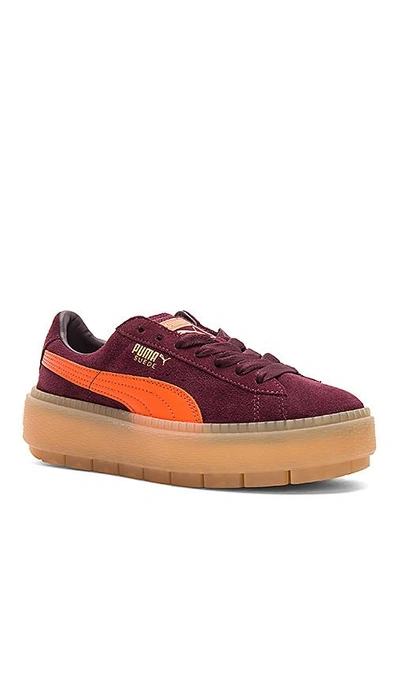 Shop Puma Suede Platform Trace Block Sneaker In Wine