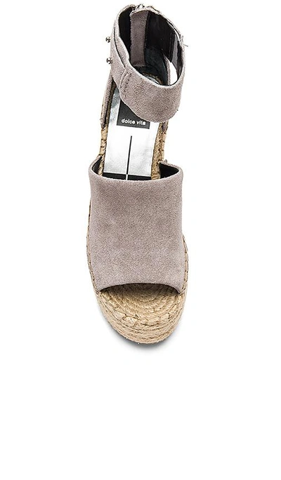 Shop Dolce Vita Straw Wedge In Grey