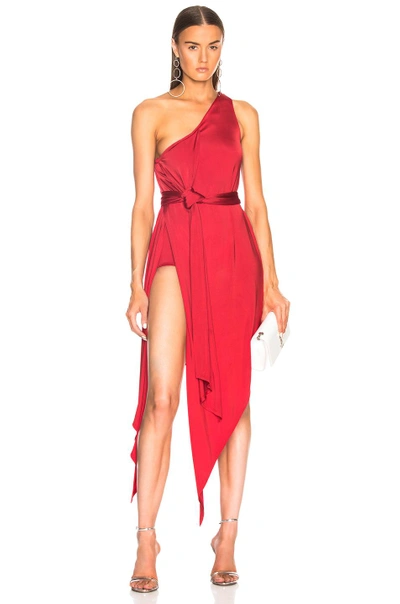 Shop Michelle Mason Bodysuit Dress In Red
