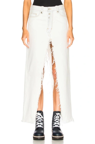 Shop Ben Taverniti Unravel Project Unravel Rigid Denim Deconstructed Long Skirt In White