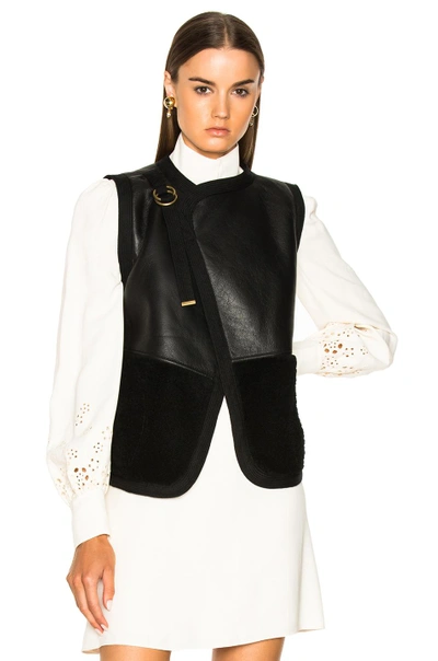 Shop Chloé Chloe Reversible Shearling Vest In Black