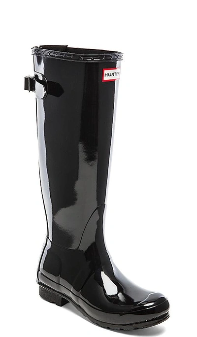 Shop Hunter Original Back Adjustable Gloss Rain Boot In Black