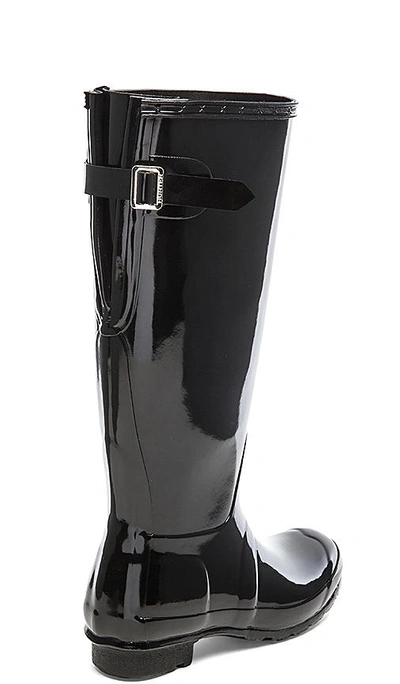 Shop Hunter Original Back Adjustable Gloss Rain Boot In Black