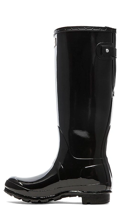 Shop Hunter Original Back Adjustable Gloss Rain Boot In Black