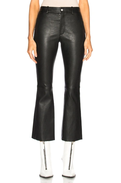 Shop Helmut Lang Leather Flare Pant In Black