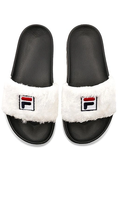 Shop Baja East X Fila Faux Fur Slide In White