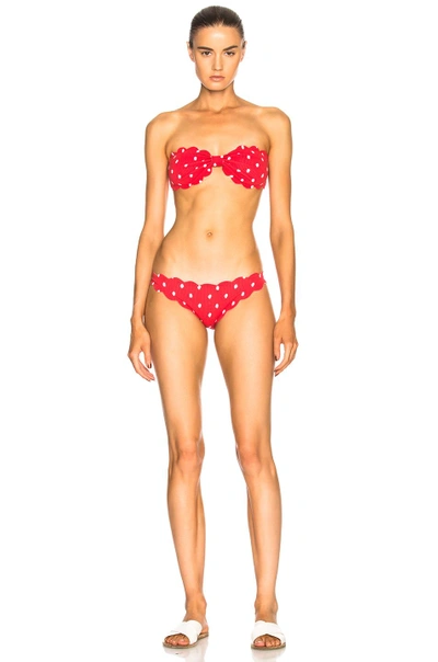 Shop Marysia Swim Antibes Bikini Bottom In Red,polka Dots,pink