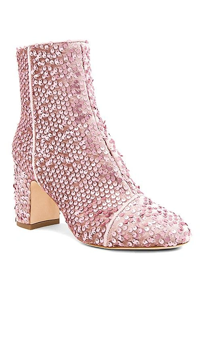 Shop Polly Plume Ally Velvet Queen Bootie In Blush