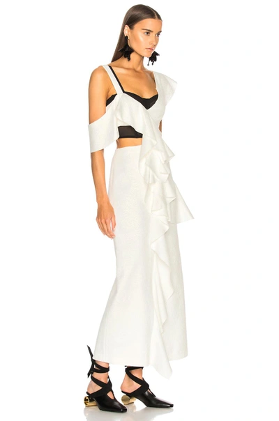 Shop Proenza Schouler One Shoulder Long Ruffle Dress In Black,white
