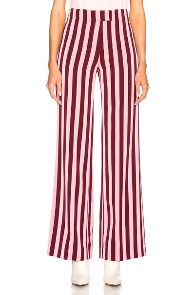 Shop Alexa Chung Alexachung High Waist Trousers In Pink,red,stripes