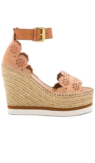 Shop See By Chloé Glyn Wedge Sandal In Cipria & Natural Calf