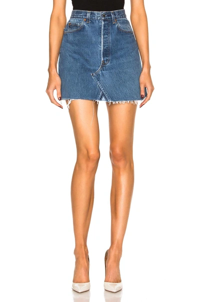 Shop Re/done Levi's High Rise Mini Skirt In Blue
