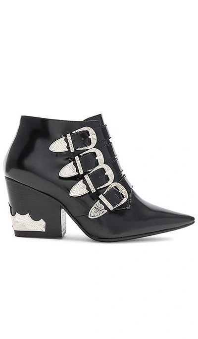 Shop Toga Buckle Heeled Bootie In Black