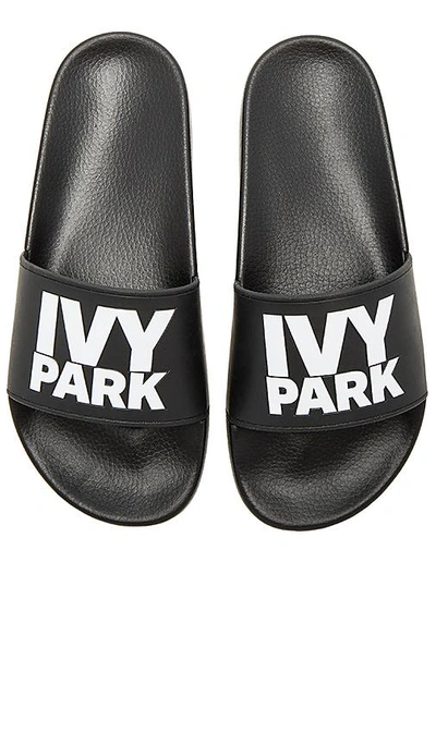 Shop Ivy Park Logo Sliders In Black