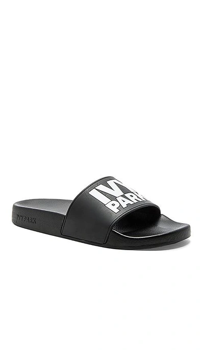 Shop Ivy Park Logo Sliders In Black