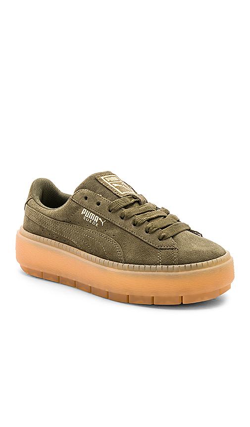 puma suede platform green