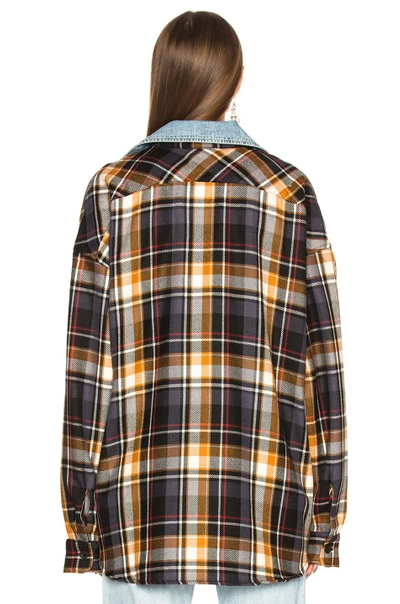 Shop Fear Of God Oversized Flannel Button Down Shirt In Purple,checkered & Plaid