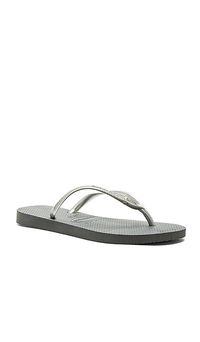 Shop Havaianas Slim Crystal Glamour Sw Sandal In Charcoal