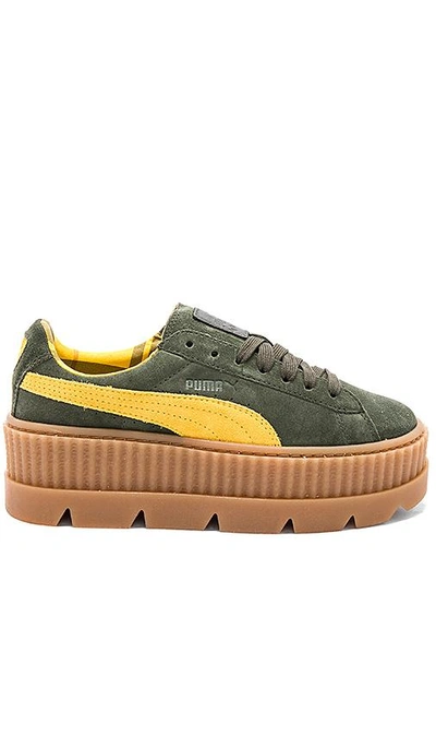 Shop Fenty X Puma Cleated Suede Creeper In Army