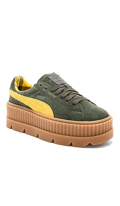 Fenty X Puma 40mm Cleated Creeper Suede Sneakers In Green | ModeSens