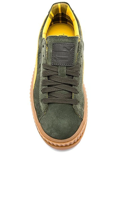 Shop Fenty X Puma Cleated Suede Creeper In Army