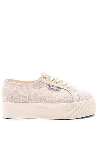 Shop Superga 2790 Polywool Platform Sneaker In Beige