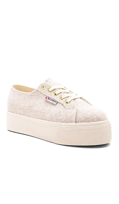 Superga 2790 Polywool Platform Sneaker In Beige