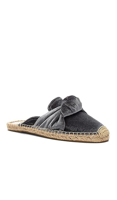 Shop Soludos Knotted Velvet Mules In Gray