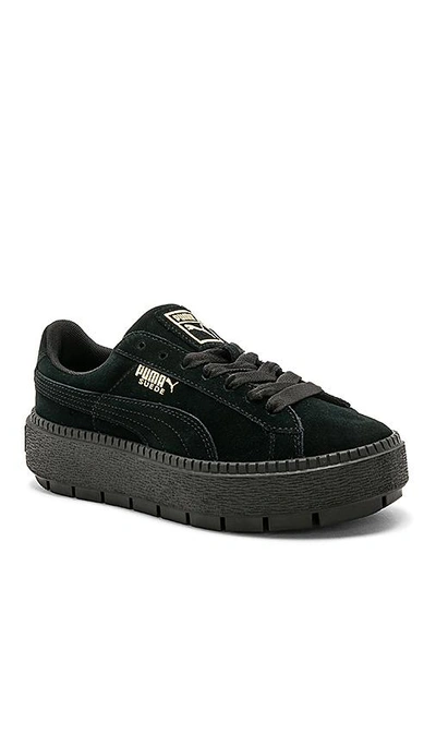 Puma Black Platform Trace Suede Trainer | ModeSens