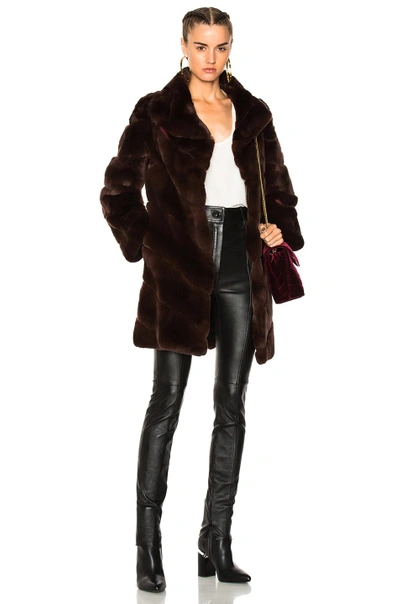 Shop Yves Salomon Rex Coat In Brown