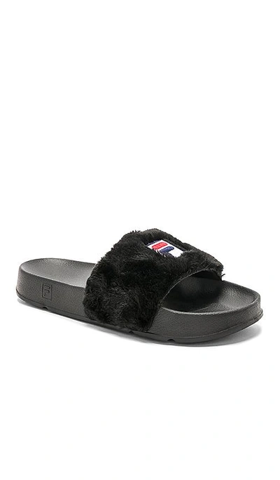 Shop Baja East X Fila Faux Fur Slide In Black