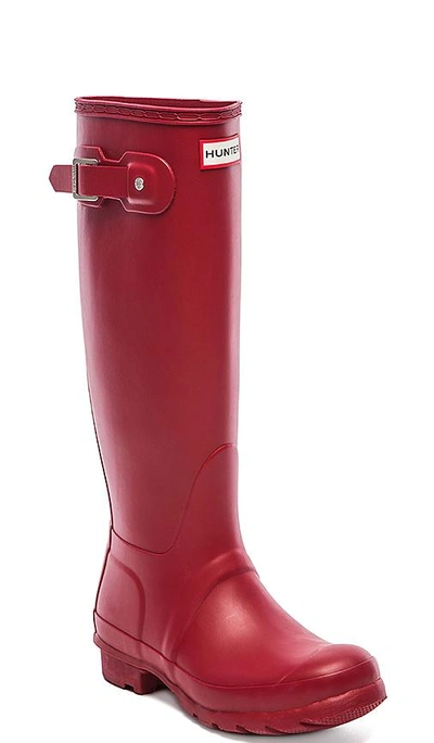 Hunter Original High Gloss Waterproof Boot In Military Red