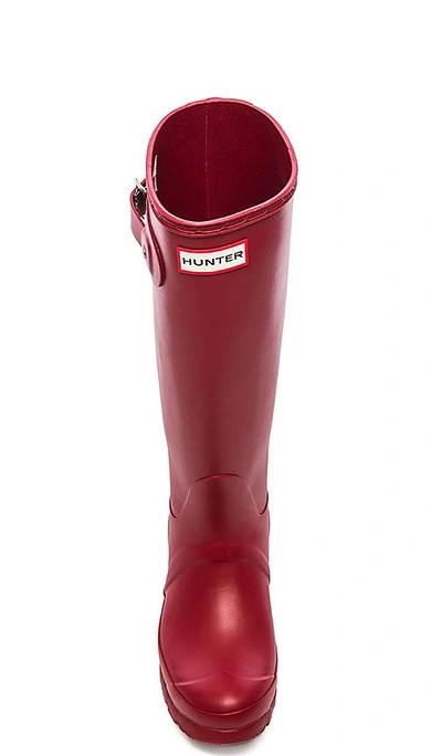 Hunter Original High Gloss Waterproof Boot In Military Red