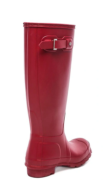 Hunter Original High Gloss Waterproof Boot In Military Red