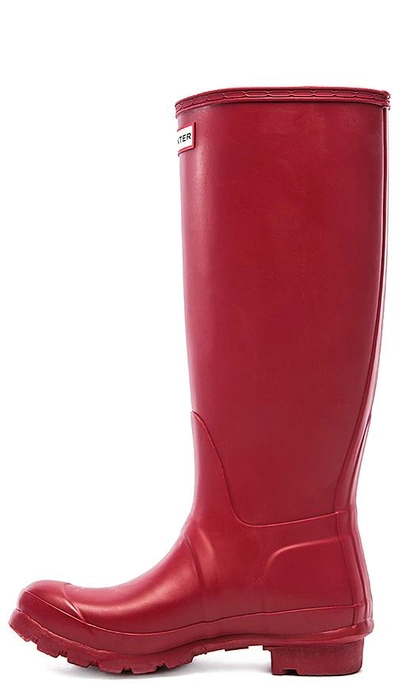 Hunter Original High Gloss Waterproof Boot In Military Red