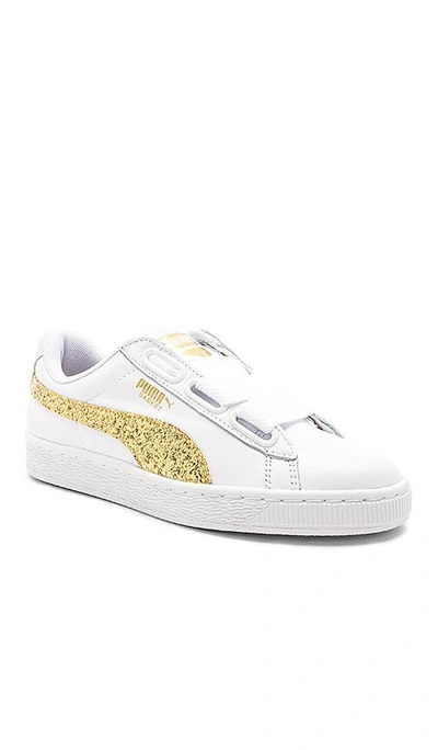Shop Puma Basket Heart Glitter Sneaker In White