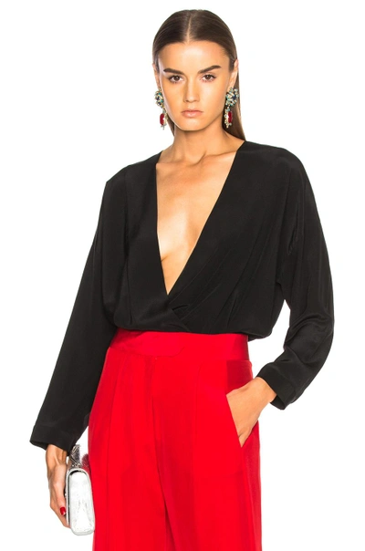 Shop Michelle Mason Oversized Blouse Bodysuit In Black