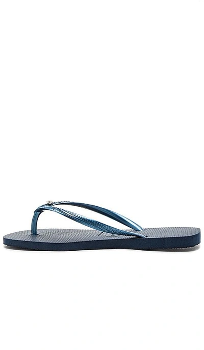 Shop Havaianas Slim Crystal Glamour Sw Sandal In Navy Blue