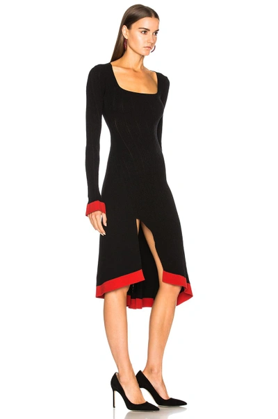 Shop Esteban Cortazar Long Sleeve Corset Knit Dress In Black,red