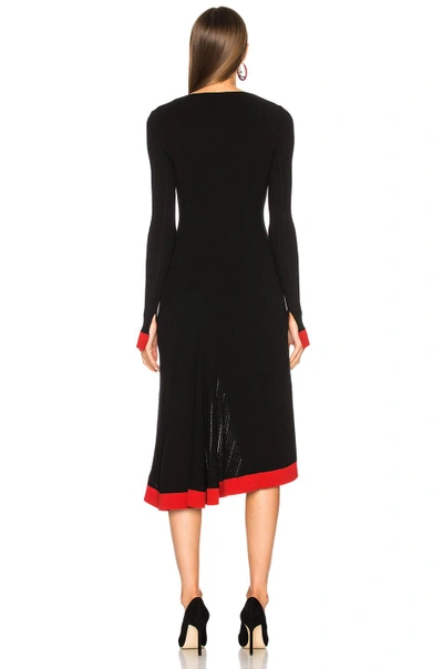 Shop Esteban Cortazar Long Sleeve Corset Knit Dress In Black,red