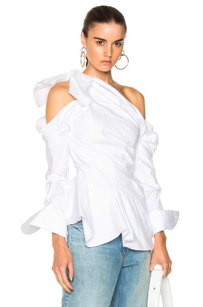 Shop Monse One Shoulder Blouse In White